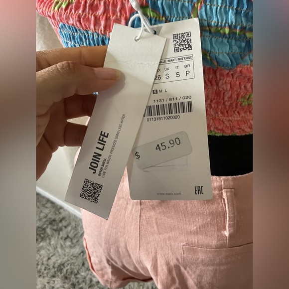 ZARA Women's Multicolor Floral Print Collared Open-Back V-Neck Crop Top SZ S - Picture 5 of 10